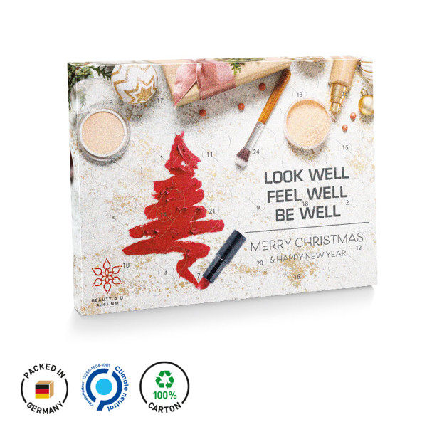 Advent Calendar Eco XL, Solid board box, white, Ritter SPORT chocolate  cube, mixed: choco crisp, à