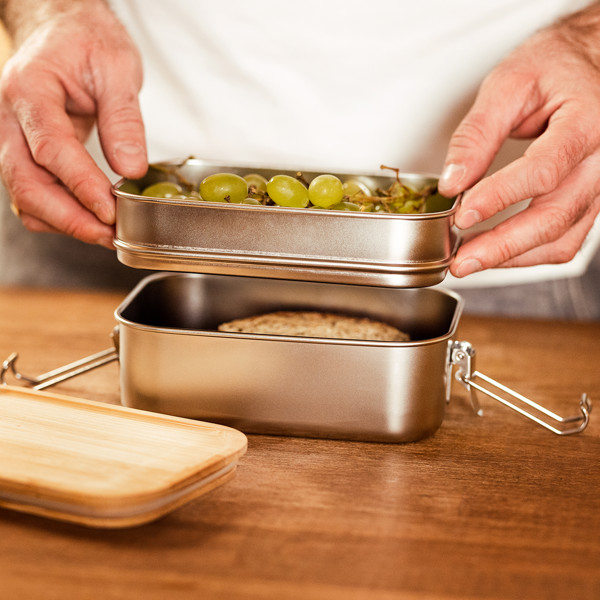 1000 ml Alcora double lunch box - Silver