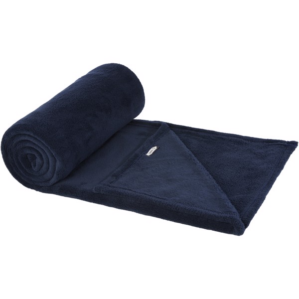 Couverture Lily en polaire molletonnée RPET certifiée GRS - Bleu foncé