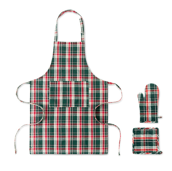 Chequered cotton kitchen set Santapron