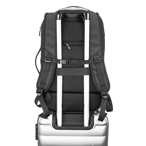 Backpack / Travel Suitcase With Laptop Holder (15) In Soft, Water-Resistant Pu - Black