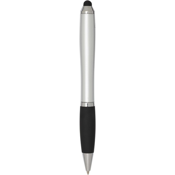 Nash RCS recycled plastic stylus ballpoint pen with coloured barrel and black grip (blue ink) - Silver