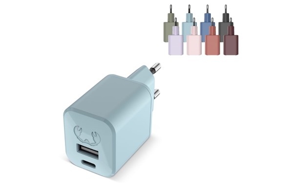 Mini polnilec Fresh 'n Rebel USB-C,A,30W PD - Pastelna barva Blauw
