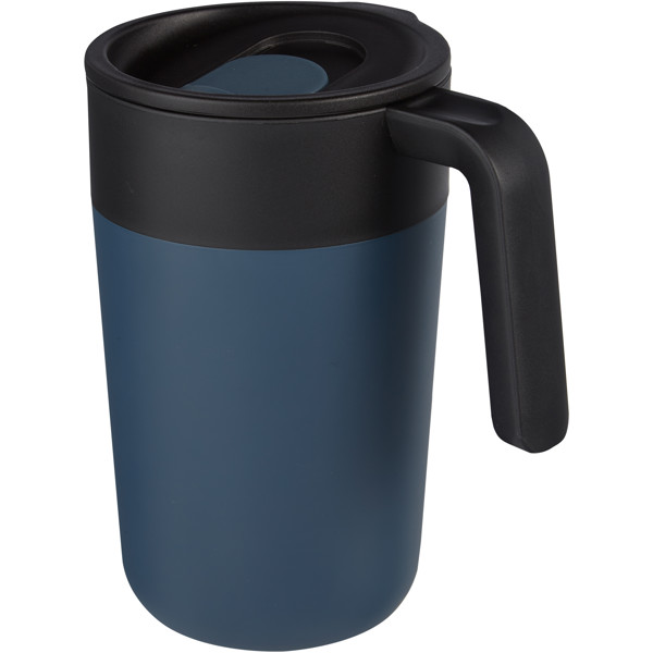 Tasse Nordia de 400 ml recyclée à double paroi - Bleu foncé