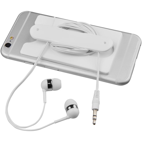 Sluchátka s kabelem a silikonové pouzdro na telefon - Bílá