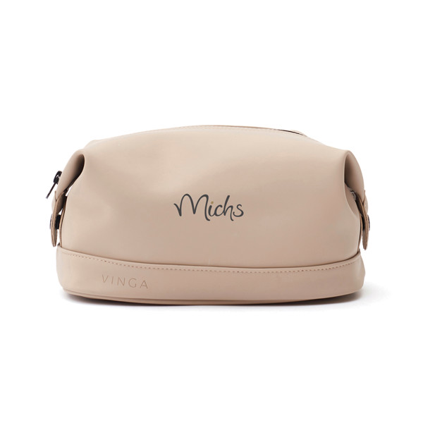 Vinga Baltimore toiletry bag, nubuck PU, 235x185x125mm - Greige
