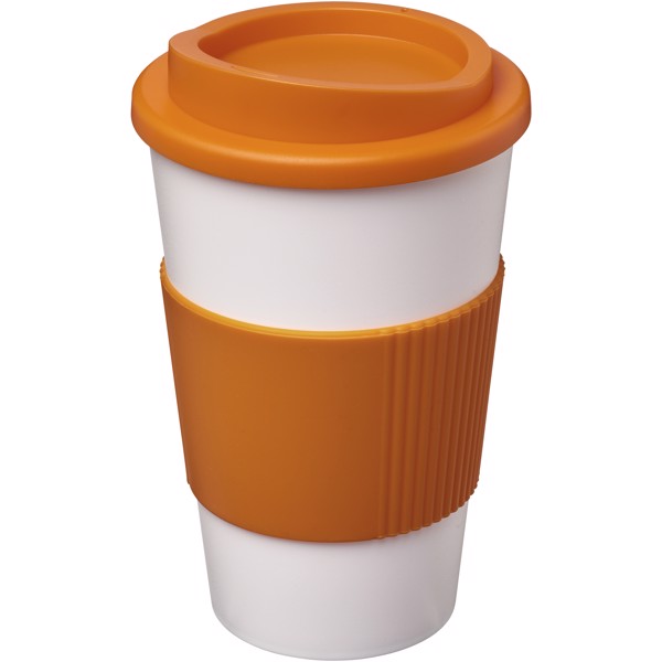 Bicchiere termico da 350 ml con impugnatura Americano® - Arancione / Bianco