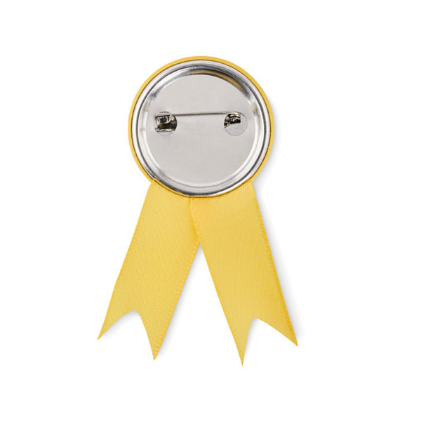 Lazo ribbon pin badge, metal, 44 mm - Yellow