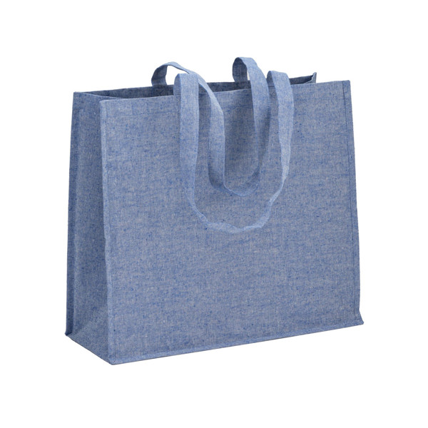 120 G/M2 Recycled Cotton Shopper With Pp Inner Coating, Long Handles And Gusset - Royal