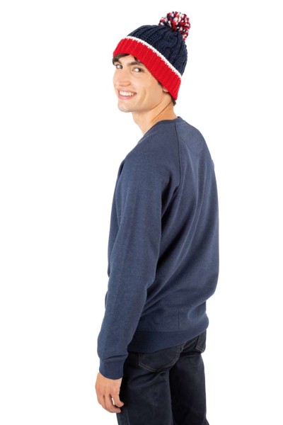 Knitted Beanie - Red / White / Navy
