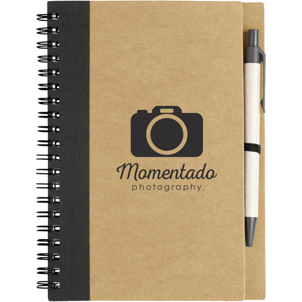 Priestly recycled notebook with pen - Natural / Solid Black