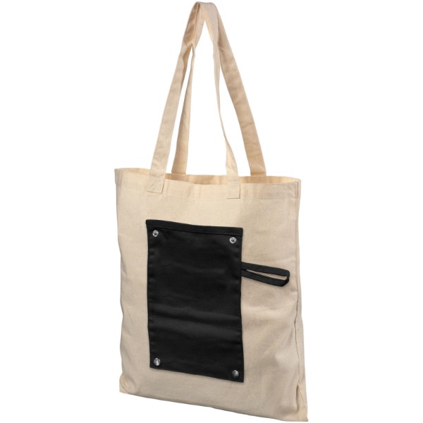 Snap 180 g/m² roll-up buttoned cotton tote bag