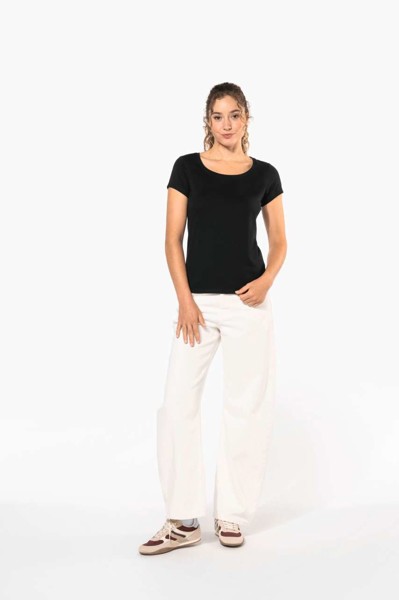 Ladies’ Boat Neck Short-Sleeved T-Shirt - White / 2XL