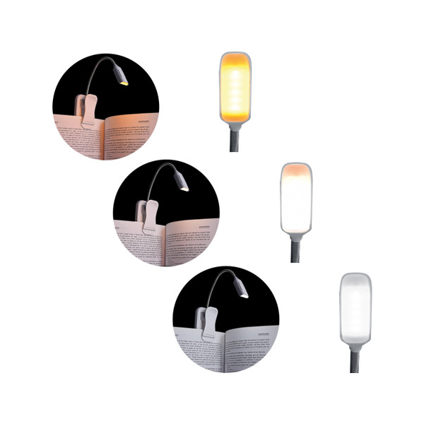 FLEXIBLE READING LED LAMP WITH CLAMP - Blanc / 