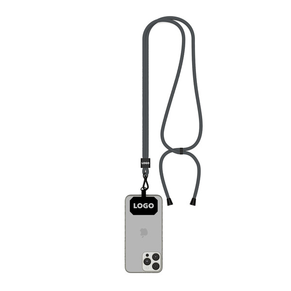Crossbody 2-tone cord phone holder made of polyester - Charcoal Grey / Black accessories