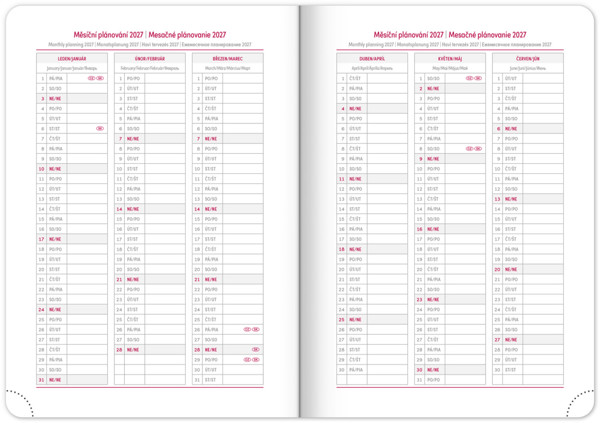 Notique Denní Diář Ajax 2027, Černý, 15 x 21 cm