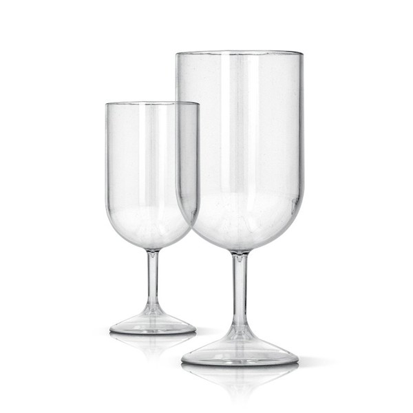 VERRE A PIED EN PLASTIQUE REUTILISABLE TRITAN 18 cl RAS BORD - Blanc opaque