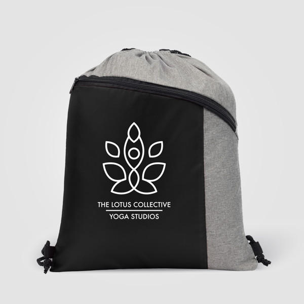 Geneva Drawstring Backpack - 210D Polyester - Black / 4 Color inkjet