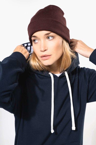 Unisex Contrast Patterned Hooded Sweatshirt - Navy / Mariniere / L