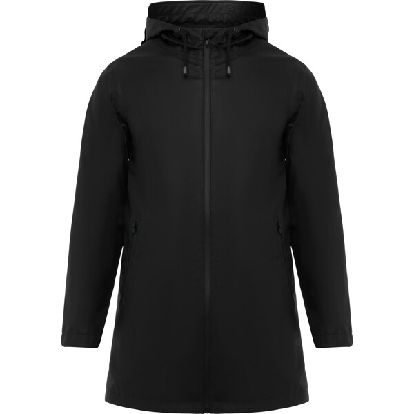 Chubasquero Impermeable con Cuello Alto, Cierre Central y Costuras Termoselladas Negro