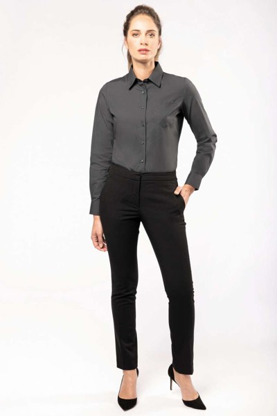 Ladies' Long-Sleeved Cotton Poplin Shirt - White / L