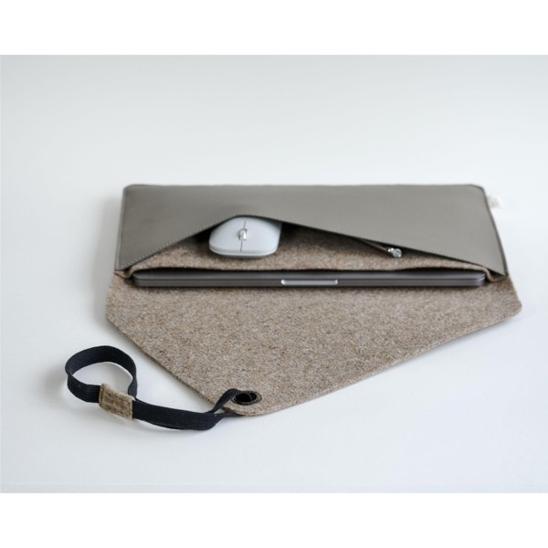 Recycled Felt & Apple Leather Laptop Sleeve 15/16" - Black