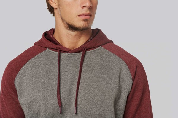 Adult Two-Tone Hooded Sweatshirt - Grey Heather / Sporty Navy / XS
