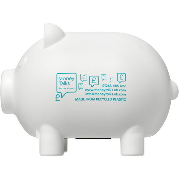 Oink recycled plastic piggy bank - White