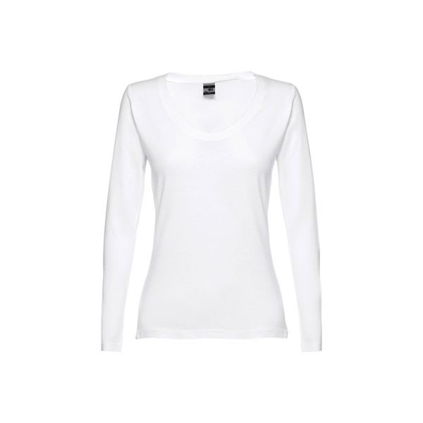 THC BUCHAREST WOMEN WH II. Long-sleeved scoop neck fitted T-shirt for women. 100% carded cotton. White - White / L