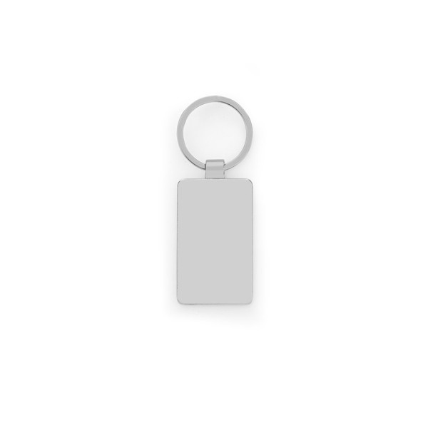 GASTON RECTANGULAR. Rectangular iron keychain in zinc and bamboo