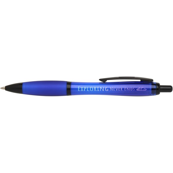 Stylo bille Nash en plastique recyclé avec garnitures noires (encre noire) - Bleu royal