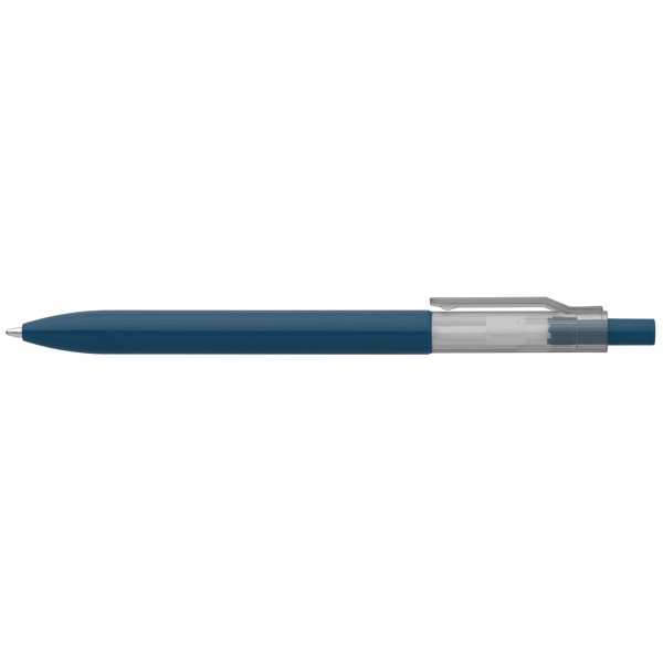Stylo Nimbus à clip translucide rPET - Bleu marine / Sérigraphie