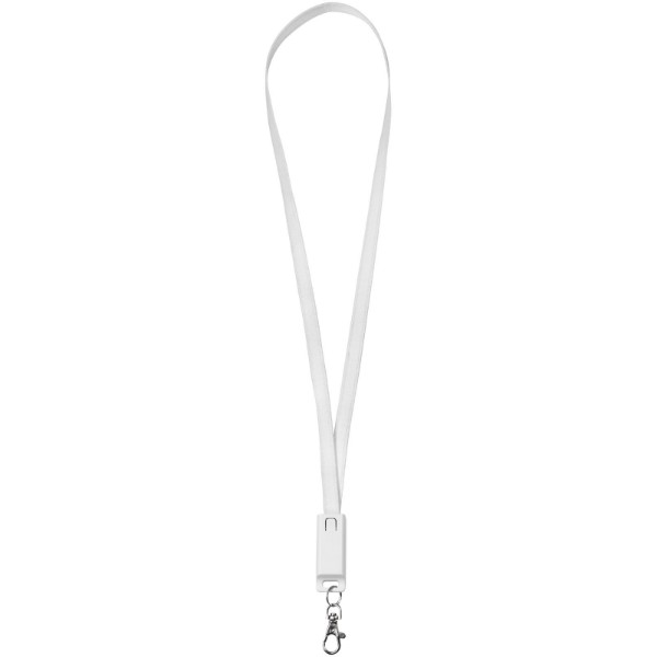 Trace 3-in-1 charging cable with lanyard - White