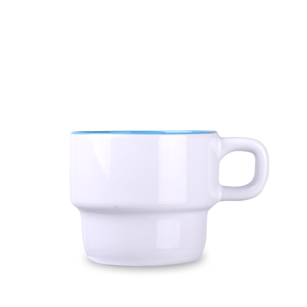 Astrid Duo ceramic mug, stackable design - White / Blue