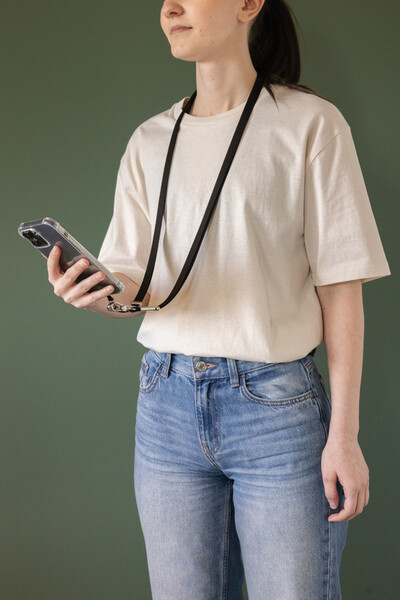 Crossbody lanyard Nivo RCS z recyklovaného PET - Černá