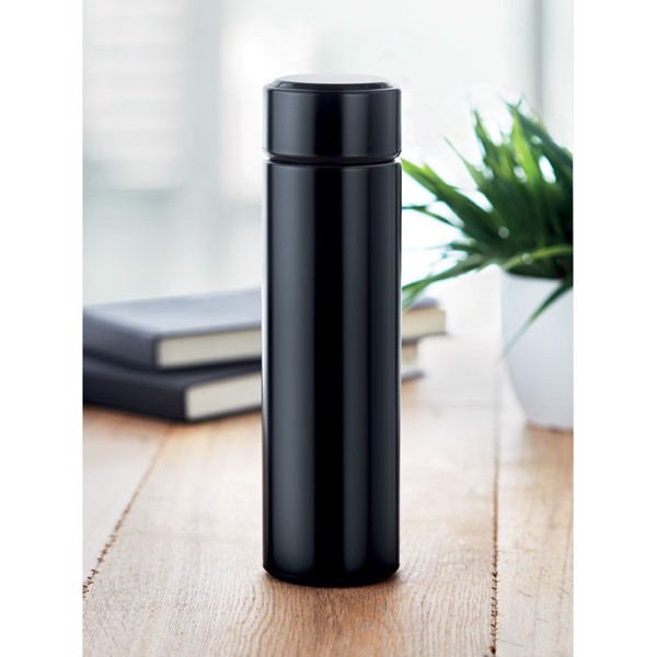 Pole insulated bottle,450 ml,LED thermometer - Matt Silver
