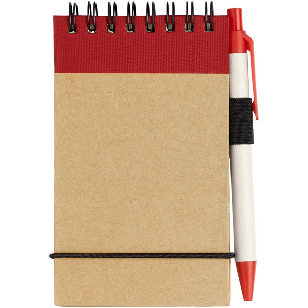 Zuse A7 recycled jotter notepad with pen - Natural / Red