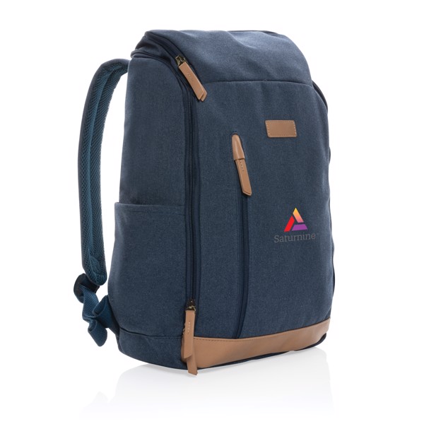 Impact AWARE™ 16 oz. recycled canvas 15" laptop backpack - Blue