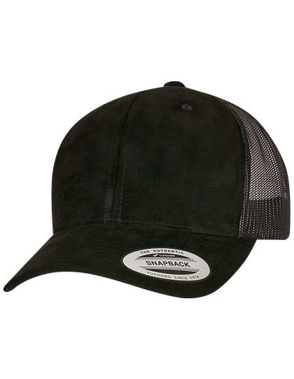 Suede Leather Trucker Cap - Black / One Size