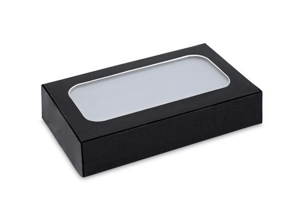 MARCET. Powerbank slim 4'000 mAh i genanvendt aluminium (100% rAL) og genanvendt ABS (100 % rABS) - Sort
