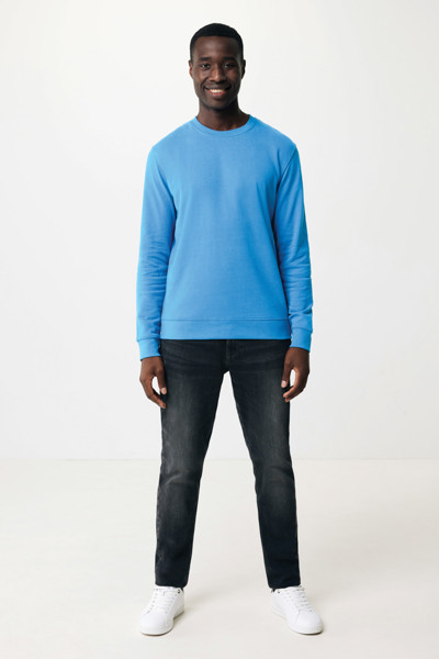 Sweater à col rond en coton recyclé Iqoniq Zion - Tranquil Blue / XL