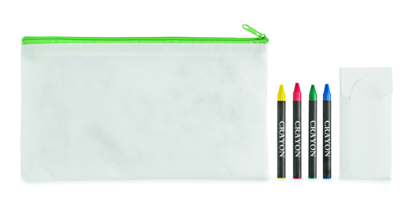 Pencil case with 4 crayons - Lime