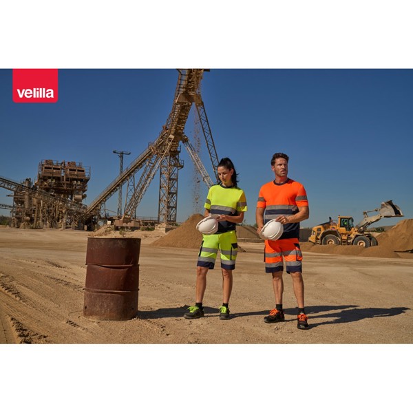 VL HADES. Bermudas bicolor multibolsos (210g/m²), em algodão (20%) e poliéster (80%) - Amarelo / 2XL