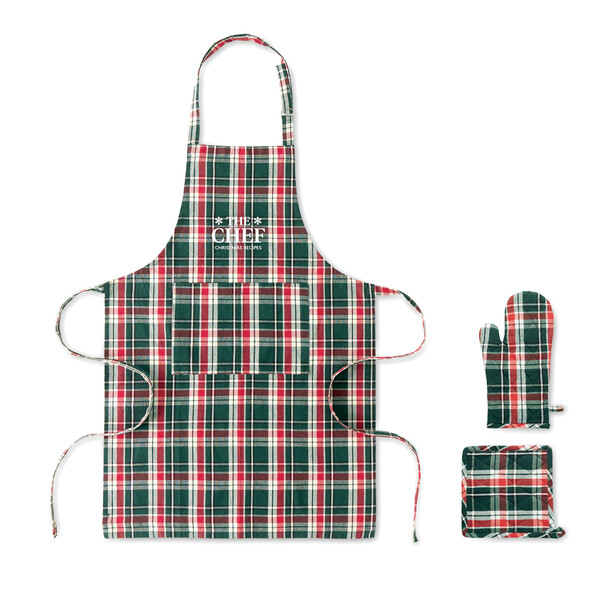 Chequered cotton kitchen set Santapron