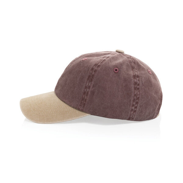 BEAU AWARE™ praná 6panelová dvoubarevná kšiltovka z bavlněné - Maroon