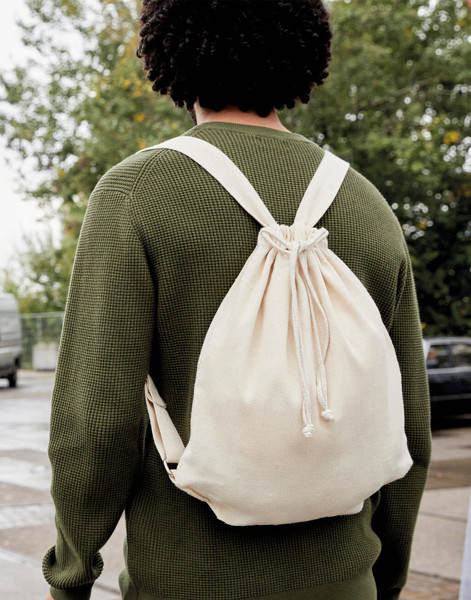 Canvas Backpack Straps And Drawstring - Black / ONE SIZE