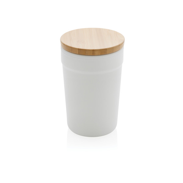 GRS certified recycled PP mug with bamboo lid - White