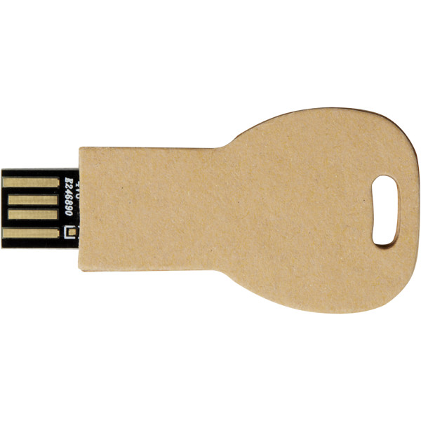 Clé USB 2.0 en papier recyclé en forme de clé - Marron kraft / 2GB