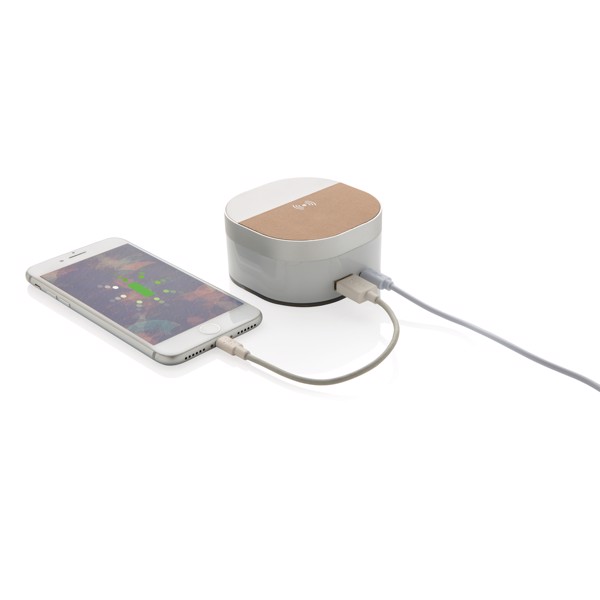 Aria digital clock, 5W wireless charger - White