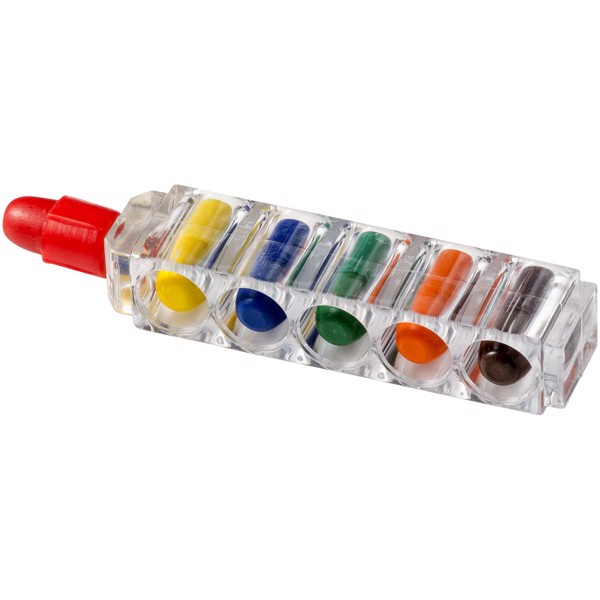 Waxy 6-piece crayon set with clear casing